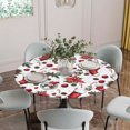 thumbnail image 5 of Christmas Round Tablecloth for 36-44 Inch Tables, Fitted Table Cover with Elastic Edge, Xmas Snowman Tree Snowflake Balls Waterproof Outdoor Table Cloth Protector for Patio Garden Dinner Picnic, 5 of 9
