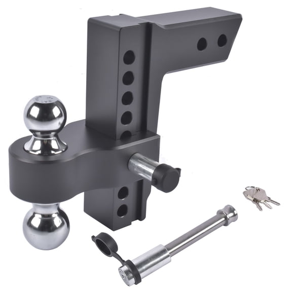 Aluminum Trailer Hitch, 2.5" Receiver, Adjustable 8" Drop/Rise, 2" & 2-5/16" Balls, 18500LBS, w/ 2 Locks, Towing Accessory