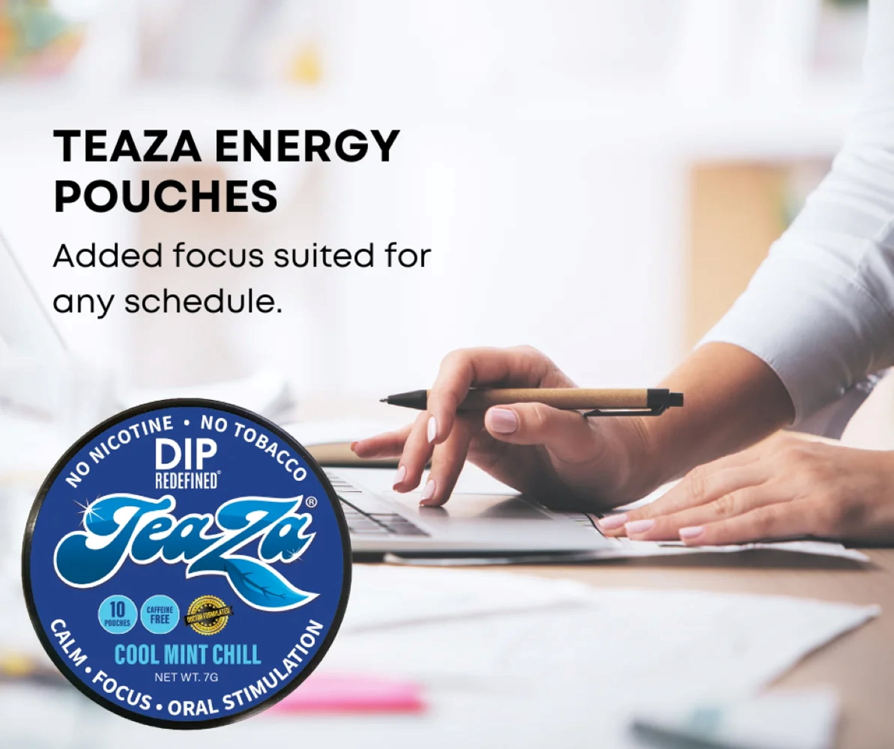 2 pack) Teaza Herbal Energy Pouches Cool Mint Chill, Made From Tea