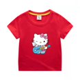 thumbnail image 3 of Camiseta de manga corta de algodón para niños de Hello Kitty, camisa de fondo para niños y niñas, ropa superior blanca de media manga de verano para bebés, 3 of 5