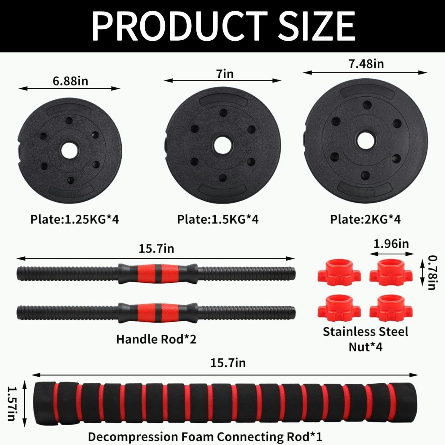 Adjustable Weights Dumbbells Set, Free Weights Dumbbells Set of 2 with Connector, 3 in1 Dumbbells Set Used as Barbell, Push up Stand, Home Gym Fitness Workout Equipment for Men and Women