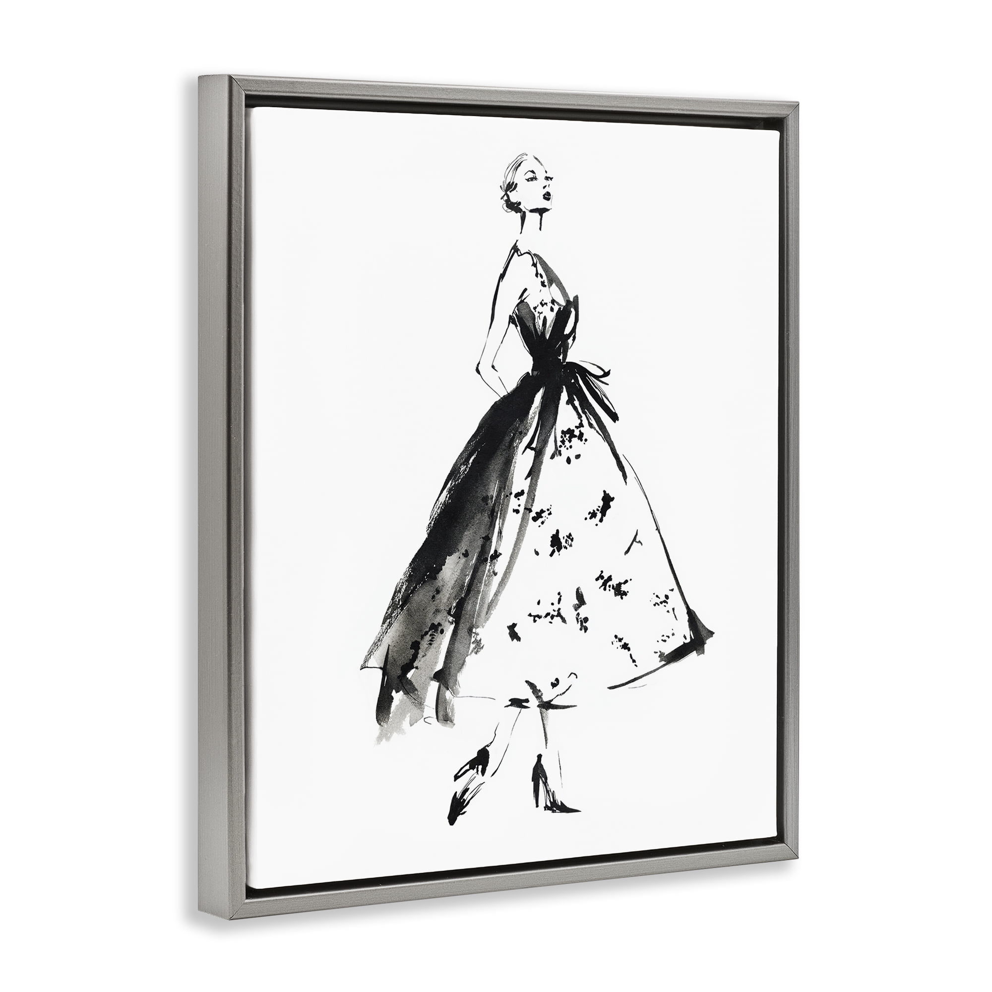 Stupell Industries Ethereal Couture Contour Gray Framed Floater Canvas Wall Art, design by Svetlana Aleynikova