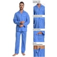 thumbnail image 2 of GLOBAL Men's 100% Cotton Long Sleeve Pajama Set, Breathable Lightweight Button Down Nightwear with Pants, S-3XL, 2 of 7