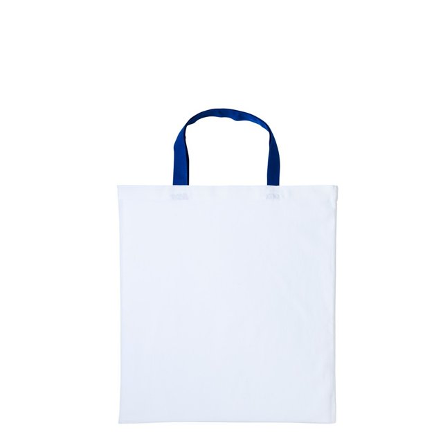 Nutshell - Bolsa Varsity de algodón para la compra con asas pequeñas (Blanco/Azul Real)