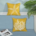 thumbnail image 4 of Coastal Pillow Covers 18x18 Inch Set of 2 Yellow Coral Starfish Throw Pillows Nautical Ocean Decorations Summer Linen Beach Pillowcase Outdoor Decor Farmhouse Cushion Case for Home Bedroom, 4 of 6