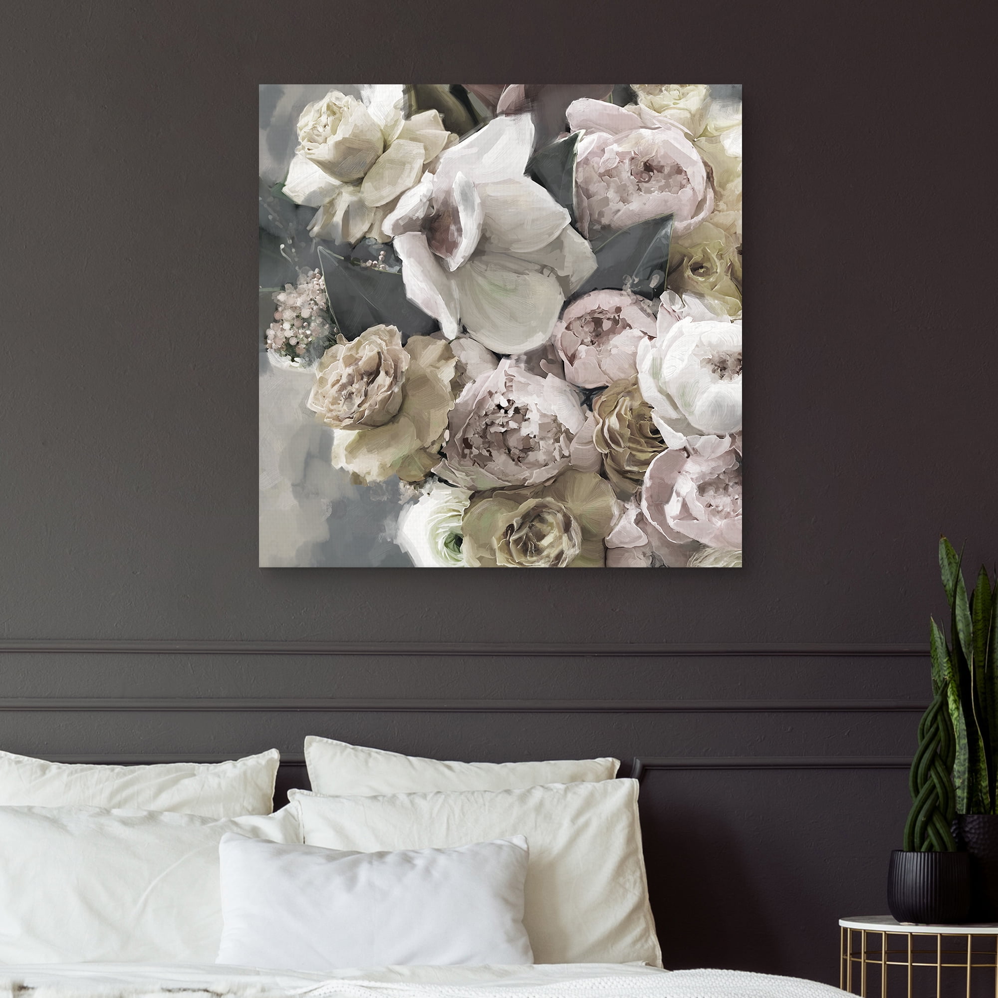 Blushing Blooms Gold by Studio Arts Canvas Art Print