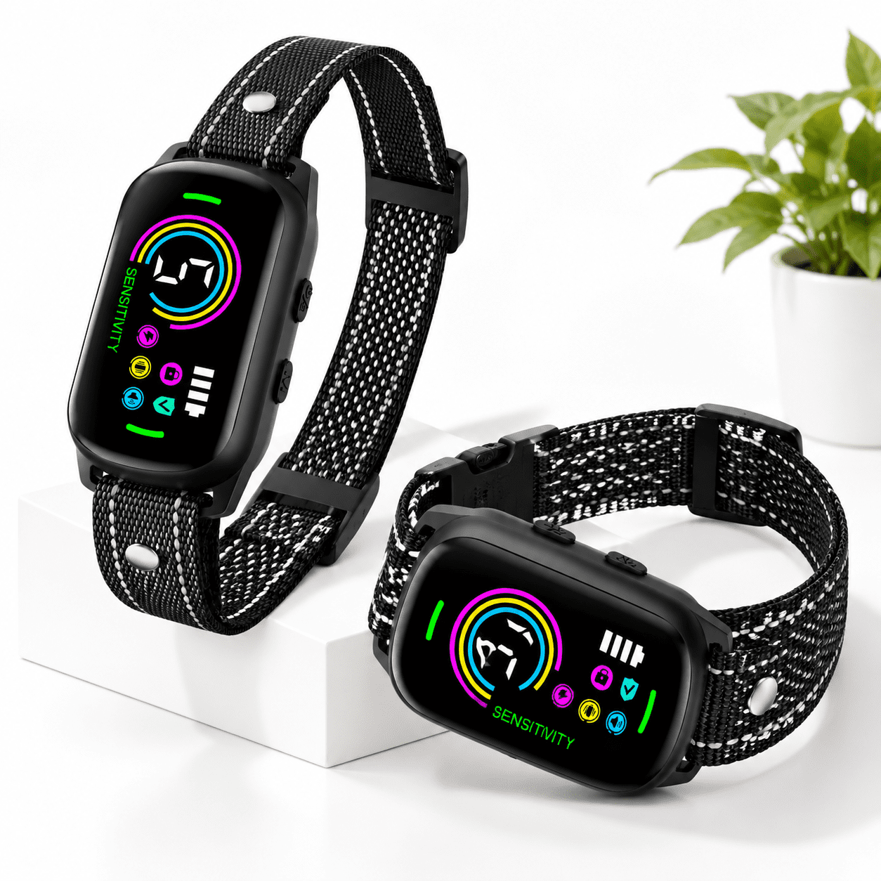 Black 2 Pack Bark Collar For Small Medium Large Dogs With 5 Modes
