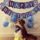 thumbnail image 2 of Bandana de cumpleaños para perro, sombrero de cumpleaños para perro, bufandas, globo de bandera con lindos suministros para fiesta de cumpleaños para perrito (juego de 11 piezas) (azul), 2 of 5