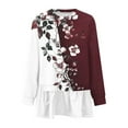 thumbnail image 5 of Fznquz Long Sleeve Blouses for Women Casual Red Crewneck Flowy Shirt Vacation Loose Fit Dressy Clothing, 5 of 5