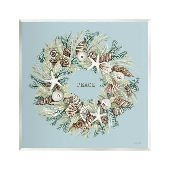 Coastal Holiday Peace Wreath Holiday Graphic Art Unframed Art Print Wall Art