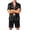 Black, variant on Mens Pajamas Satin Short Sleeve Button Down Shirts Shorts Pajamas Soft Comfy 2 Piece Silk Pj Shorts Sets with Pockets