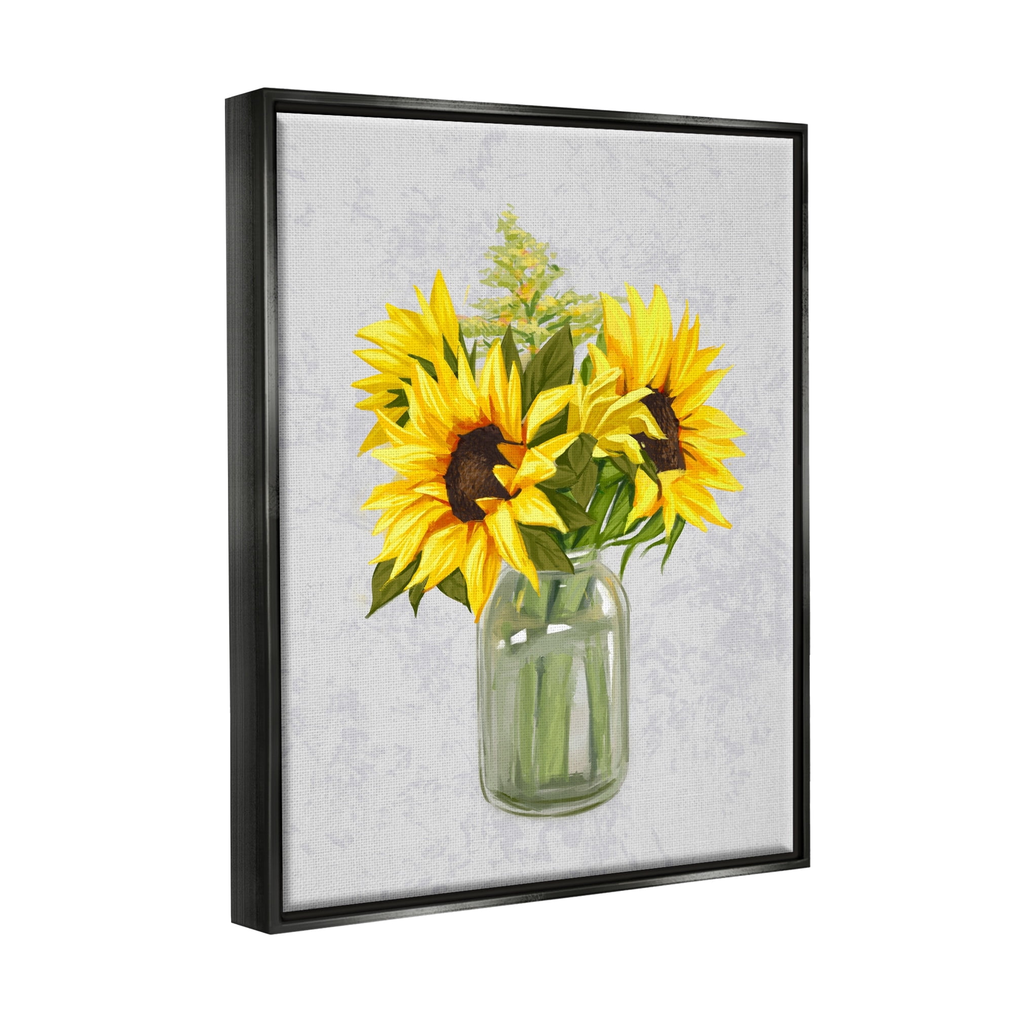 Stupell Industries Yellow Sunflower Blossoms Bouquet Blooming Country Petals Graphic Art Luster Gray Floating Framed Canvas Print Wall Art, Design by Ziwei Li