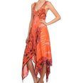 thumbnail image 3 of Sakkas Lala Smocked Back Handkerchief Hem V-Neck Sleeveless Dress - Orange - OS, 3 of 4