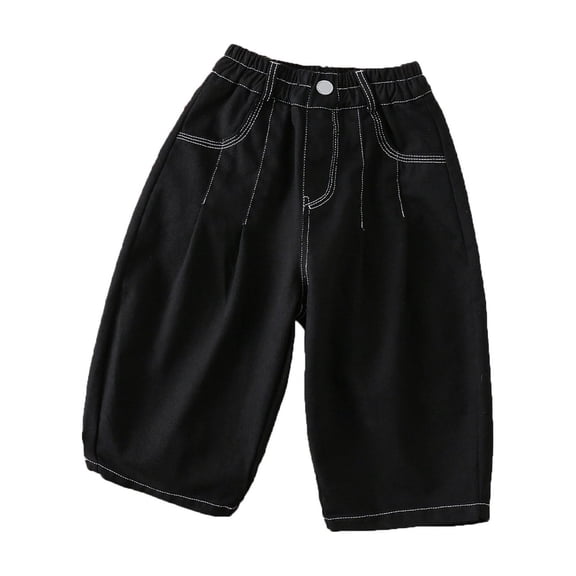 CONROSES Kids Boys Casual Pants Wide Leg Baggy Pant for Child Solid Elastic Waist Cozy Jogger Trousers with Pockets