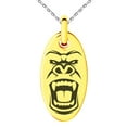 thumbnail image 3 of Tioneer Stainless Steel Formidable Kong Gorilla Engraved Small Oval Charm Pendant Necklace, 3 of 4