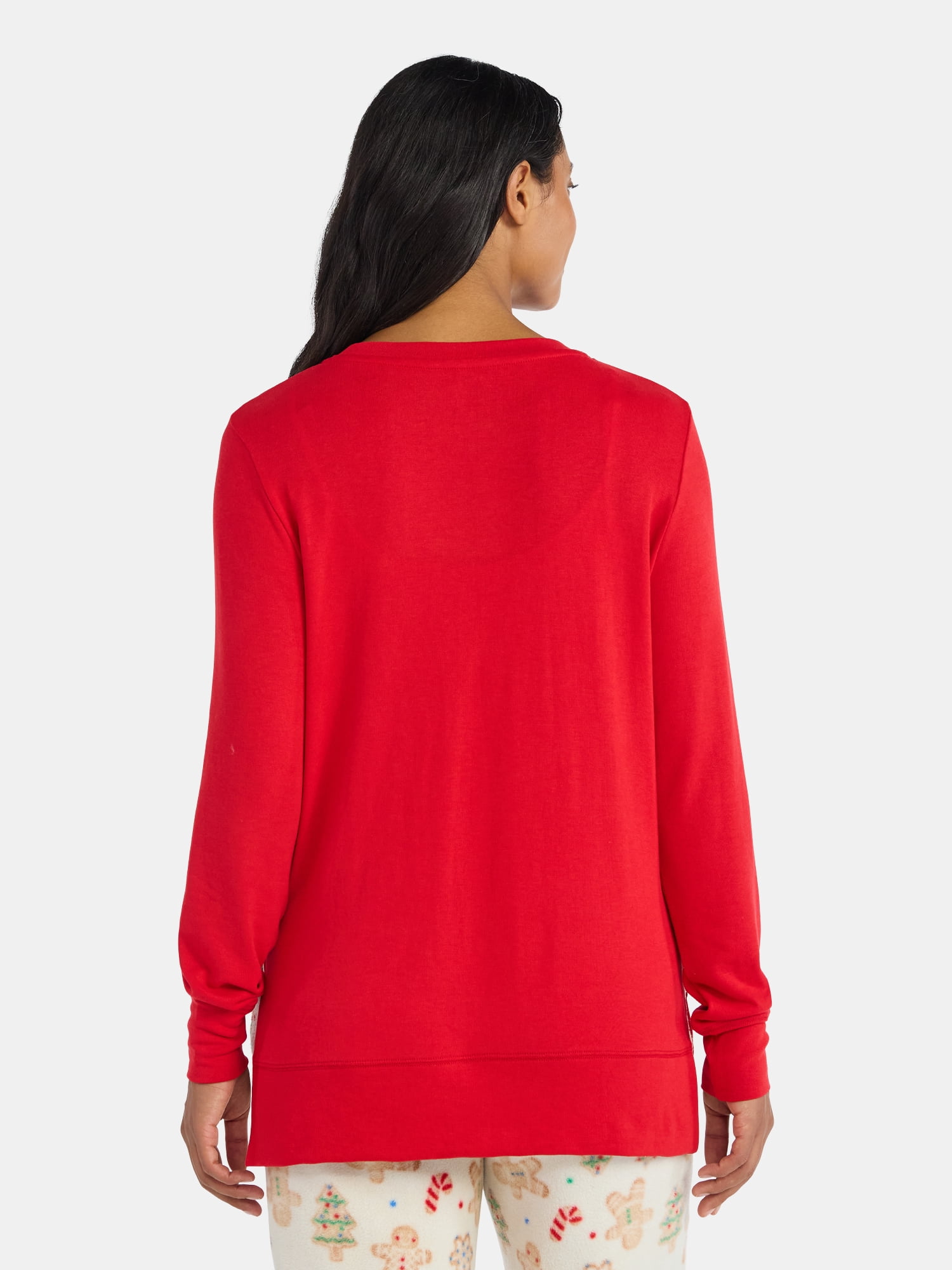 Women's Christmas Three Times Crewneck Hacci Top from Holiday Time, Sizes S-XXXL
