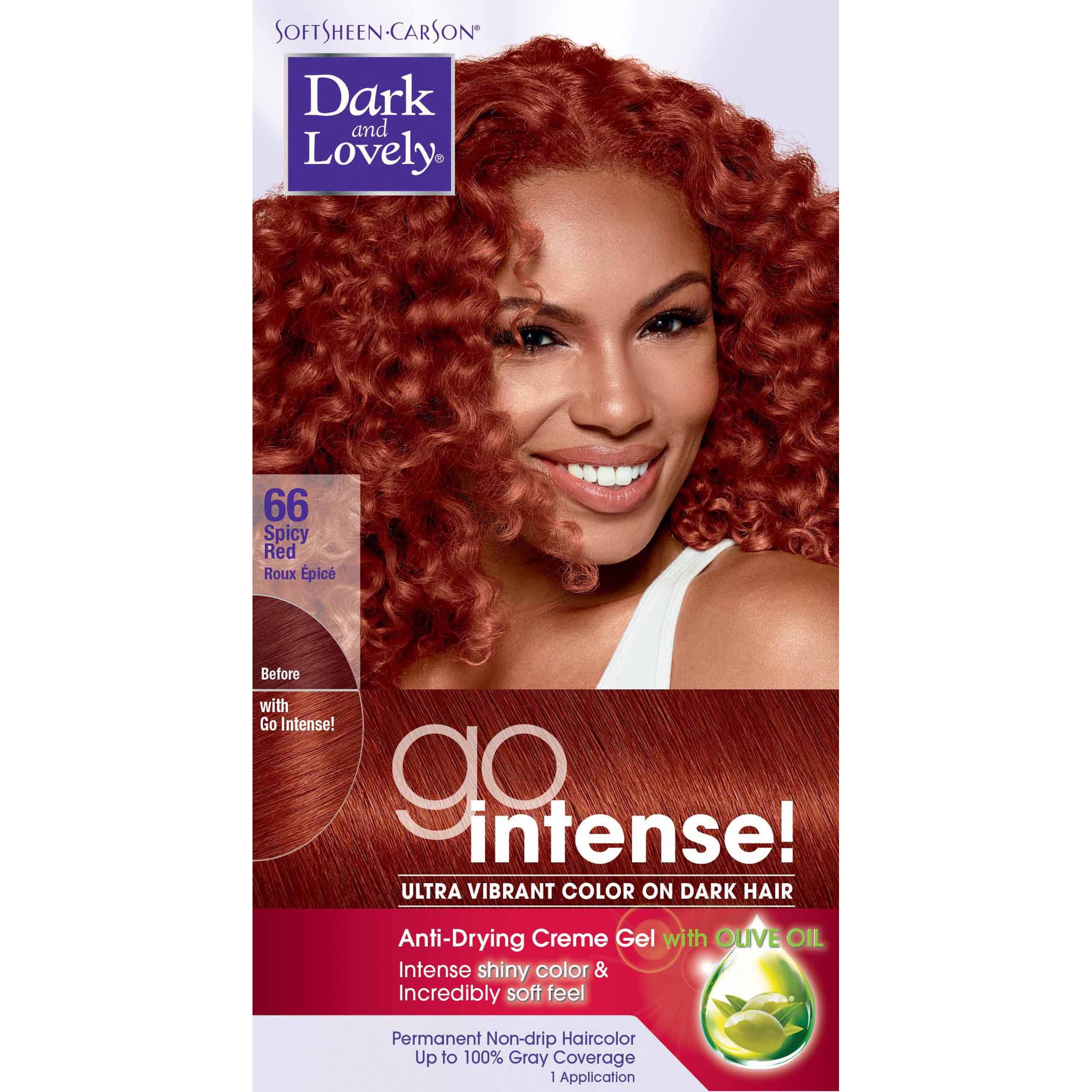 SoftSheen-Carson Dark and Lovely Go Intense Ultra Vibrant Hair Color on  Dark Hair, Permanent Hair Dye, Spicy Red 66 (Packaging May Vary) -  
