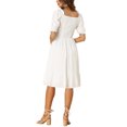 thumbnail image 3 of INSPIRE CHIC Smocked Dress for Women's Square Neck Puff Short Sleeve Ruffle Summer Dresses XS White, 3 of 6