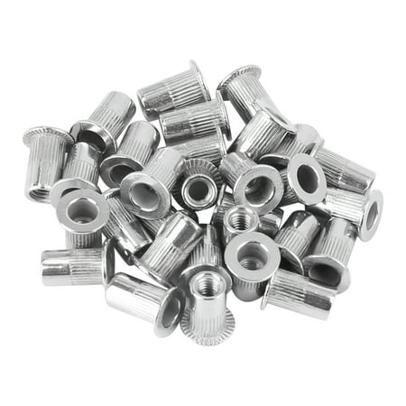 

30 Pcs M4 Silver Tone Stainless Steel Car Auto Flat Head Rivet Nut Threaded Insert