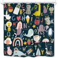 thumbnail image 6 of Kids Alphabet Shower Curtain for Bathroom Decor 72Wx72H ABC Educational Learning Baby Tool Cartoon Animals Colorful Girls Boys Art Printed Fabric Polyester Waterproof 12 Pack Plastic Hooks, 6 of 6