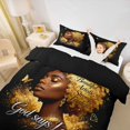 thumbnail image 2 of Castle Fairy Inspirational Black Woman Duvet Cover Queen,Gold Butterfly Print Queen Bedding,White Gold,Black Reversible,1 Duvet Cover and 2 Pillowcases, 2 of 6