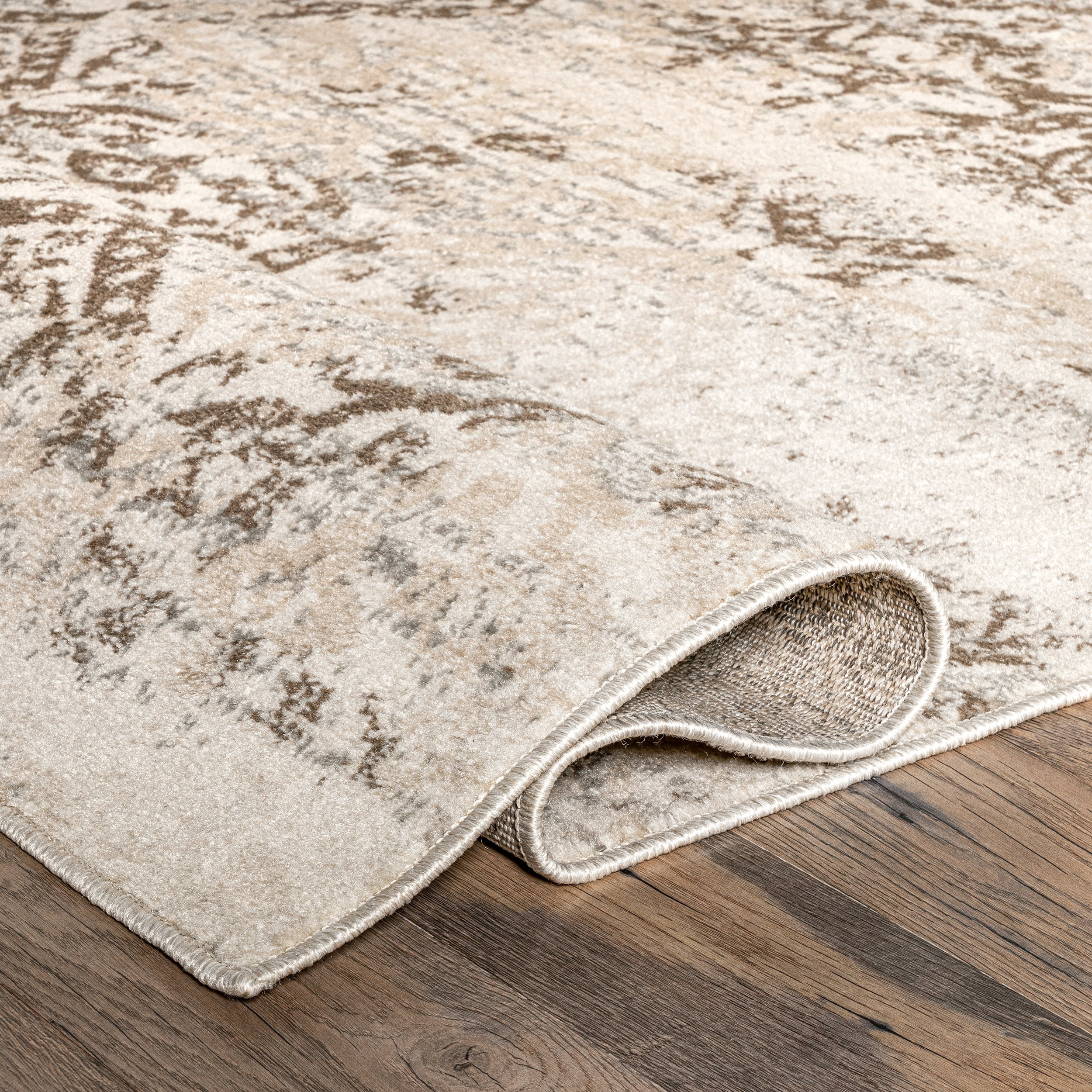 nuLOOM Freja Faded Floral Beige 11' x 14' 6" Vintage Area Rug