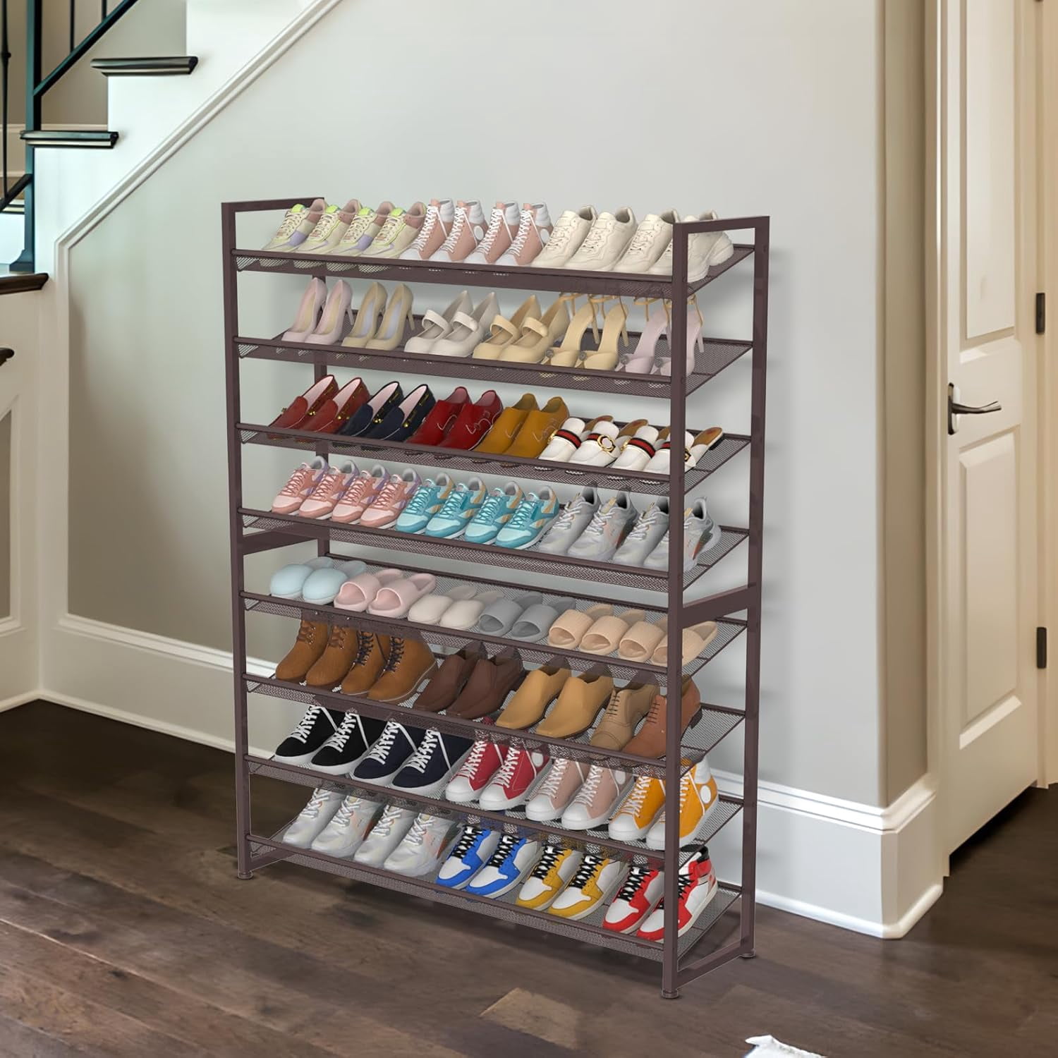 NEYCIL Large Shoe Rack, 8 Tiers Heavy Duty Metal Shoe Storage Rack for Closet Front Door Entrance, Up to 50 Pairs, Bronze