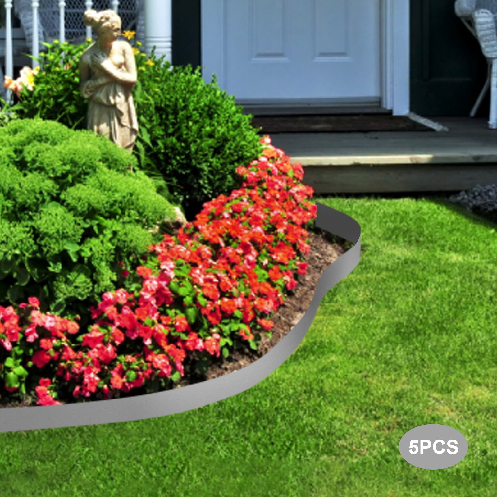 Steel Lawn Edging, 5PCS 4"x39" Garden Metal Landscape Edging Border, Flexible Steel Landscape Border, Lawn Edge for Garden, Yard, Gray