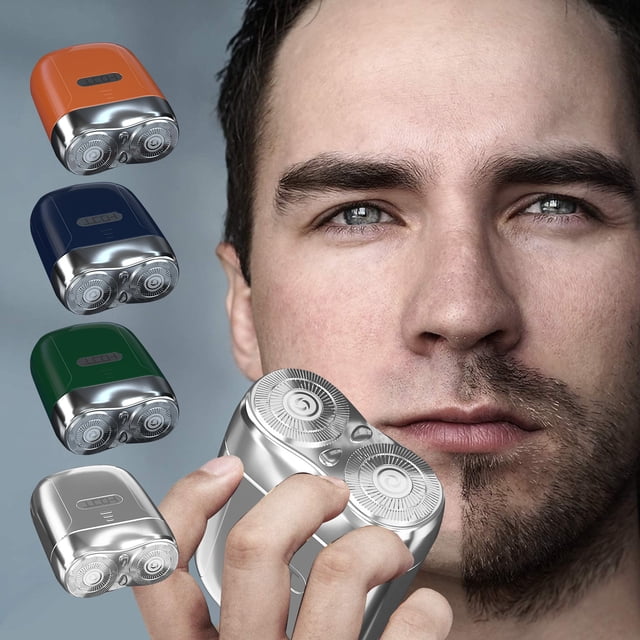 SSZMDLB under $5 2Pcs Portable Shaver, Shaver for Men, Pocket Size Mini Portable Shaver, Wet and Dry USB Rechargeable Shaver, One Button Use for Home Car Travel, Facial Hair Trimmer