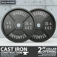 thumbnail image 2 of Synergee Standard Metal Weight Plates 45 lb Pair. 2” Opening for Bodybuilding, Olympic & Power lifting workouts. Classic Old School Metal Weighted Plates., 2 of 7