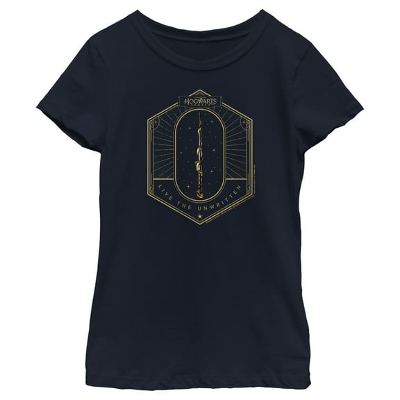 Girl's Hogwarts Legacy Live the Unwritten  Graphic Tee Navy Blue Medium