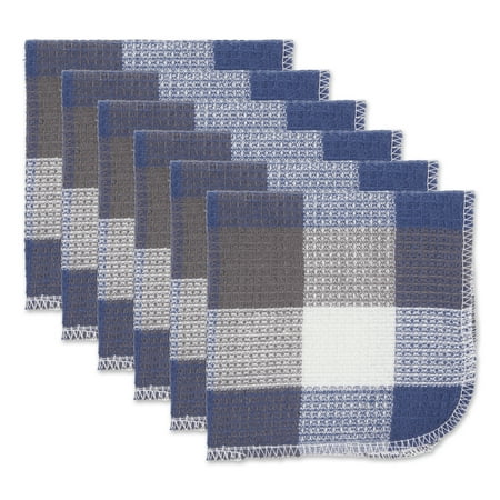 

French Blue Tri Color Check Scrubber Dishcloth (Set of 6)