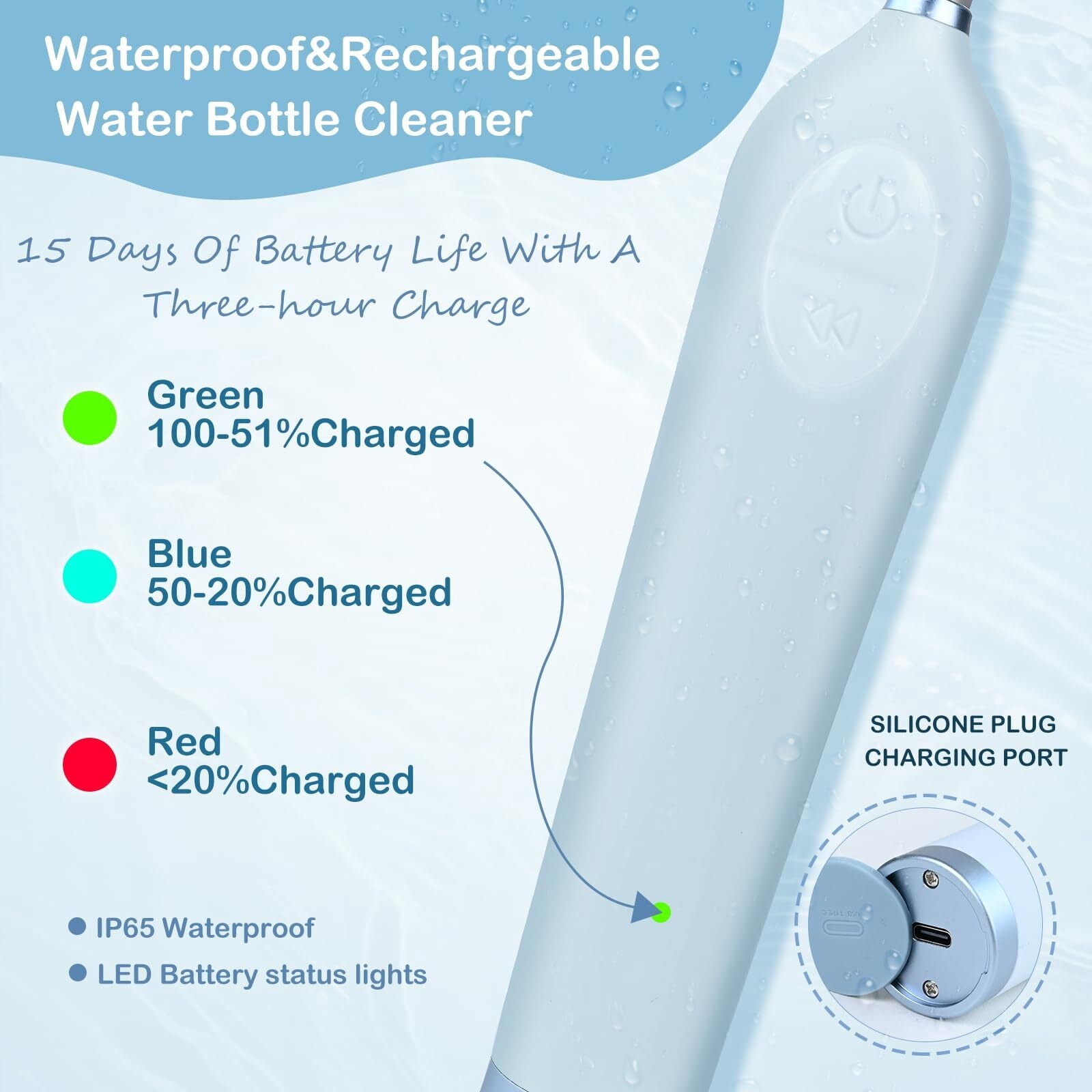 Electric Bottle Brush Cleaner With Holder, Rechargeable Automatic Water Bottle Cleaner With Stainless Steel Extension Handle, Extra Long Water Bottle Brush,Nipple Brush, Straw Cleaner Brush,Green