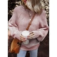 thumbnail image 3 of Eytino Striped Sweaters for Women Boat Neck Batwing Sleeve Oversized Pullover Sweater Tops Womens Fall Clothes, 3 of 9