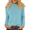 thumbnail image 1 of Comdrip Hauts pour Femmes Manches Longues Chemises pour Femmes Coupe Ample Col Roulé Haut Décontracté Automne Hauts Légers Chauds Chandails Hauts Col Roulé pour Femmes Bleu Ciel TG, 1 of 5