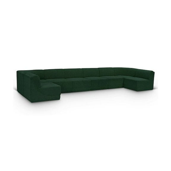 Meridian Furniture Ollie Green Boucle Fabric Modular Sectional