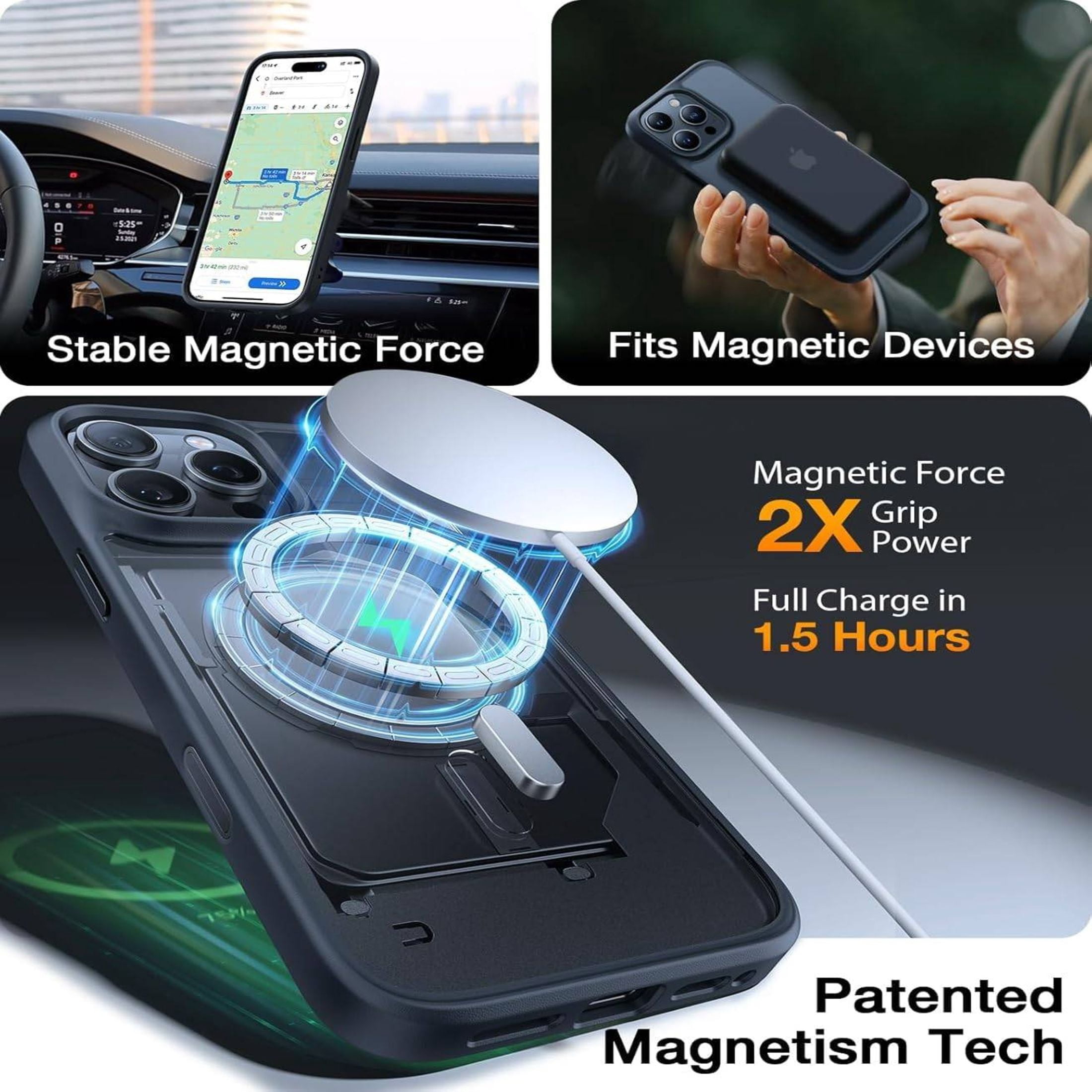 TORRAS Guardian Mag for iPhone 16 Pro Max Case, Shockproof,Military Grade Drop Protection, Compatible with MagSafe, Translucent Matte Slim Case ,6.9″,Black