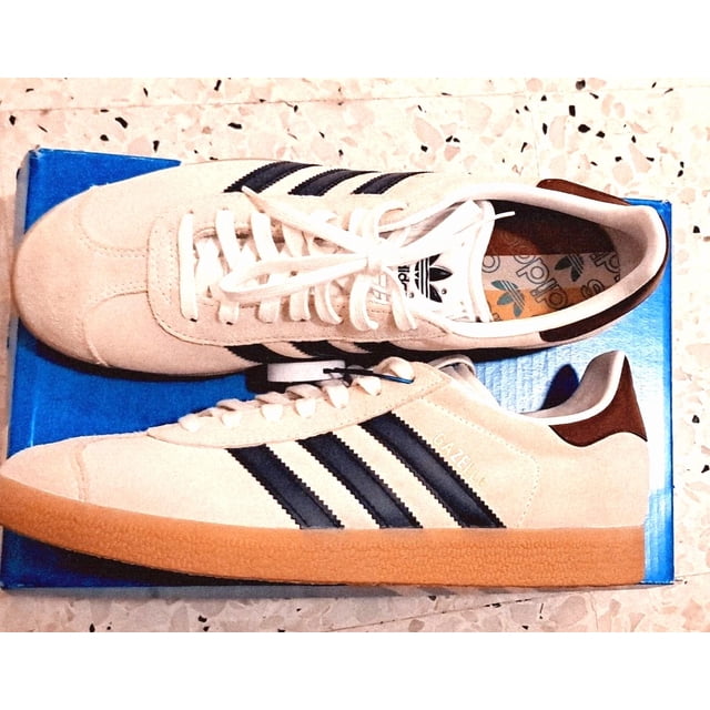 Adi-das Gazelle Sneakers Original Shoes Off White/Dark Blue IE0546 Men's Shoes US