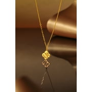 ZHOU LIU FU 24K Gold Pendant Necklace Four-Leaf Clover Diamond Cut Lucky Jewelry Birthday Anniversary Gift for Women 16-18