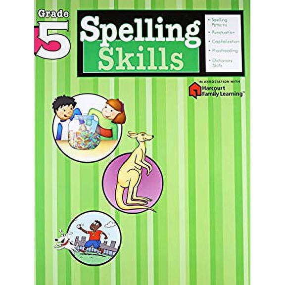 Pre-Owned Spelling Skills: Grade 5 (Flash Kids Harcourt Family Learning) (Paperback) 141140386X 9781411403864