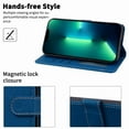thumbnail image 6 of Allytech Wallet Case for Samsung Galaxy A13 5G, Luxury Litchi Synthetic Leather Flip Protective Cases Cover with Card Holder Detachable Wrist Strap Kickstand, Darkblue, 6 of 7