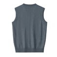 thumbnail image 3 of FINALGANG Men Sweater Vest Solid Color Sleeveless V Neck Knitted Vest Plain Pullover Tops Office Casual Daily Outdoor Wear Fashionable Knitwear, 3 of 6