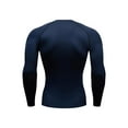thumbnail image 3 of Hogleaql Men's Compression Shirt, Workout Crew Neck Cool Dry Long Sleeve Undershirt Gym Baselayers Tops Sport Athletic Slim Fit Muscle T-Shirts Navy 2XL, 3 of 3