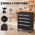 thumbnail image 4 of Memoryfield Rolling Tool Chest Cart with 4 Drawers, Wheels, Lockable Storage Cabinet & Hooks, Black, 4 of 8