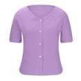 thumbnail image 6 of Besolor Button down Shirts for Women Summer Casual V Neck Short Sleeve Shirt Lightweight Breathable Loungewear Tops with Pockets, 6 of 7