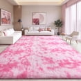 thumbnail image 3 of KIXINWA Area Rug for Bedroom Living Room, Machine Washable 4x6 Fluffy Shag Rug, Soft Plush Non Slip Carpet for Indoor Floor Bedside Nursery Girls Kids Room Dorm, Home Decor Aesthetic, Tie-Dyed Pink, 3 of 5