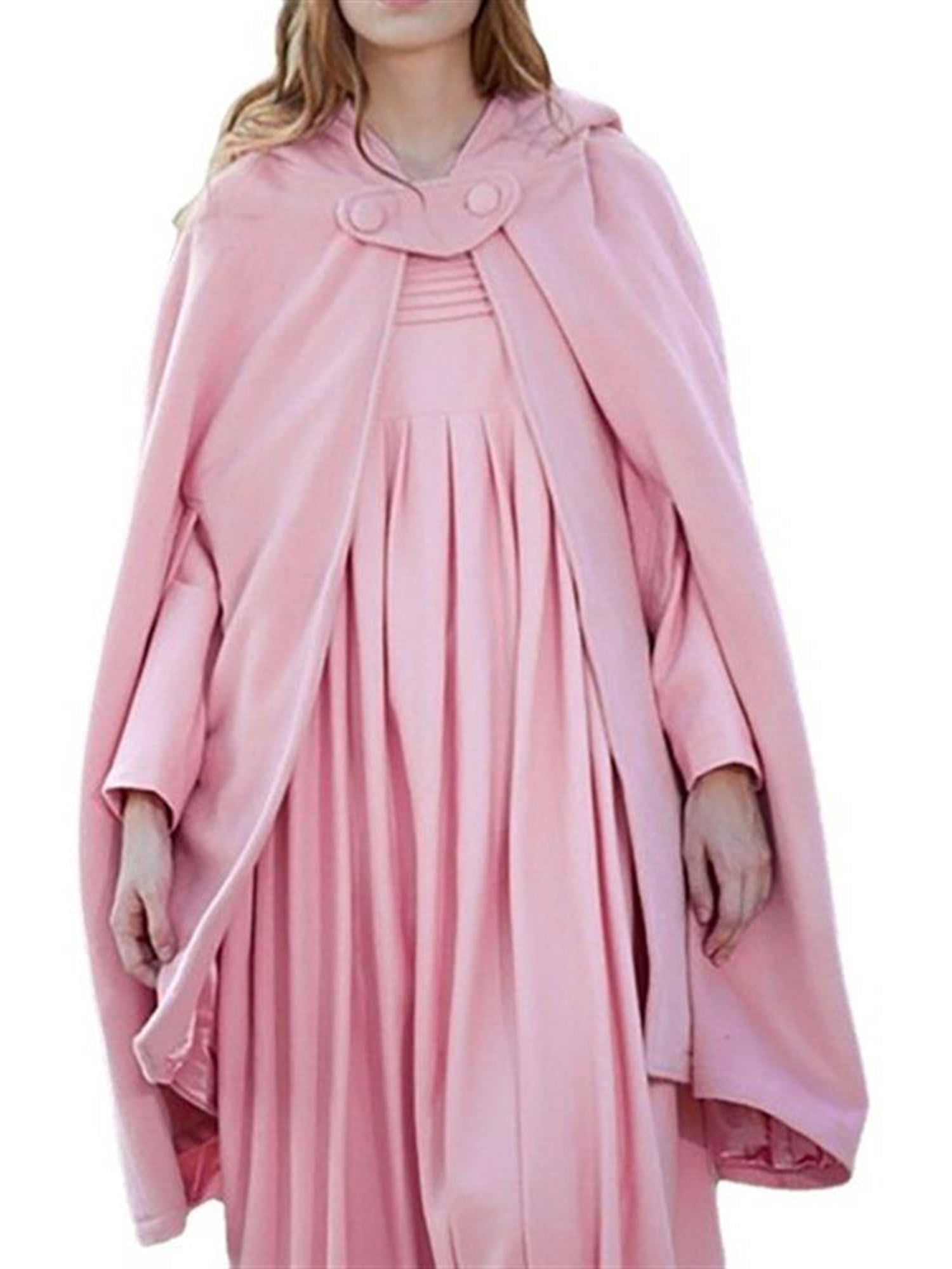 Pfysire Women Winter Warm Hooded Cloak Cape Coat Poncho Hoodie Shawl Parka Pink S