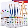 J MARK Kit De Pintura, Juego De 22 Piezas De Lona Acrílico Con Caballete De Madera
