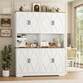 thumbnail image 1 of Homfa 71'' Tall Pantry Cabinet with Hutch, Large Kitchen Storage Cabinet with Microwave Stand & Doors for Dining Room Living Room, White, 1 of 7