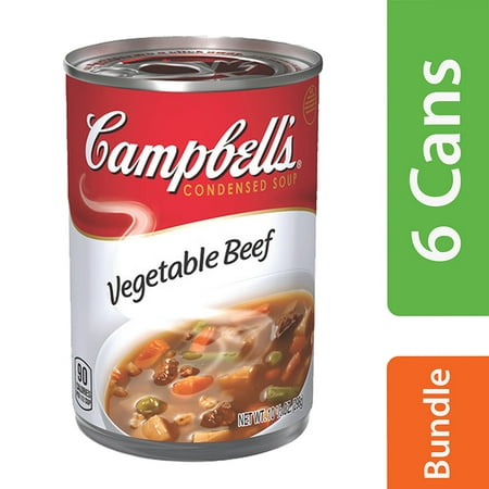 (6 Pack) Campbell's Condensed Vegetable Beef Soup, 10.5 oz. (Best Beef Barley Vegetable Soup Recipe)